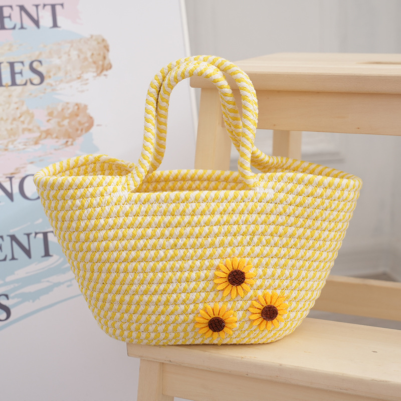 Floral Satchel női táska, Dumpling táska, pamutfonalból, friss és édes stílus, virágos mintával margaréta és napraforgó