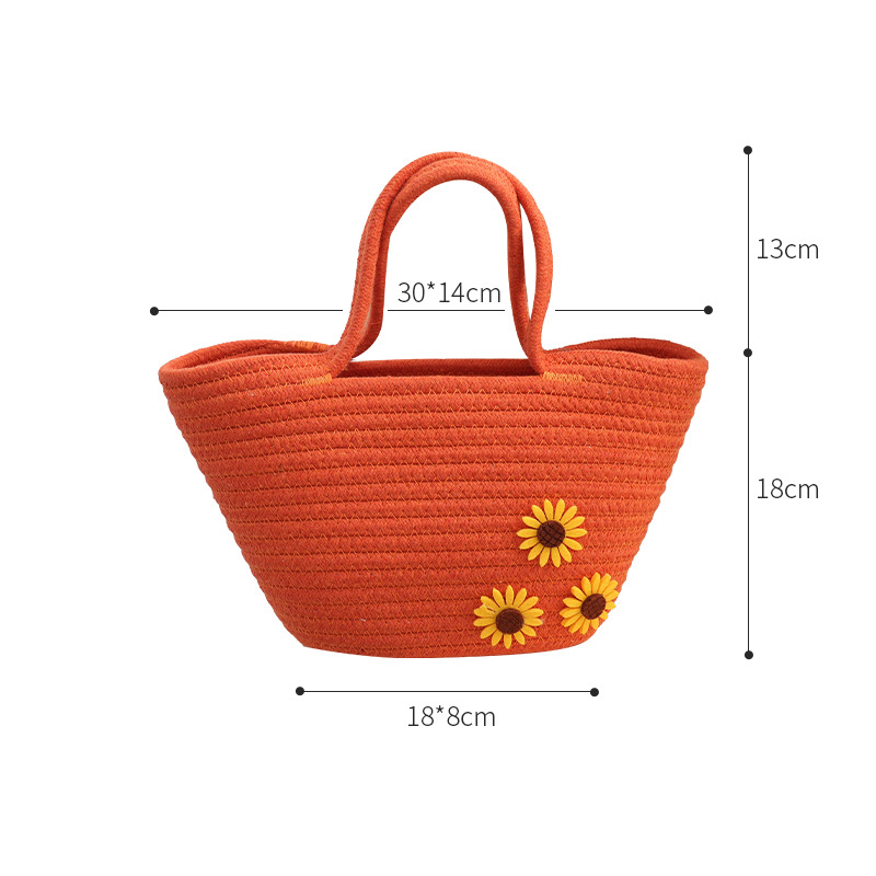 Floral Satchel női táska, Dumpling táska, pamutfonalból, friss és édes stílus, virágos mintával margaréta és napraforgó