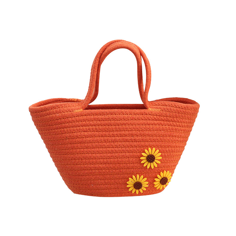 Floral Satchel női táska, Dumpling táska, pamutfonalból, friss és édes stílus, virágos mintával margaréta és napraforgó