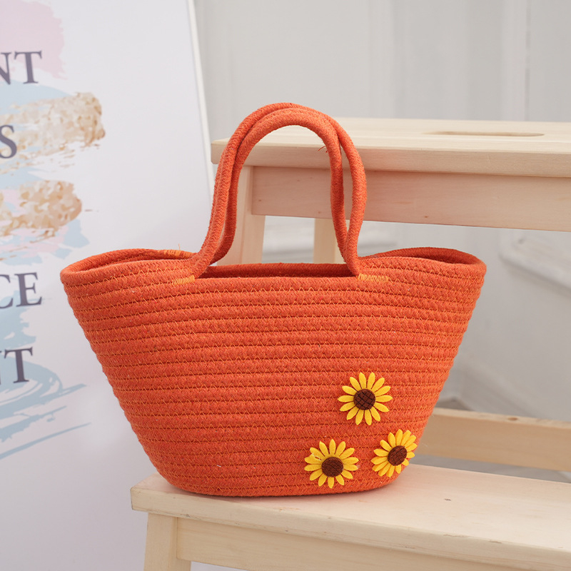Floral Satchel női táska, Dumpling táska, pamutfonalból, friss és édes stílus, virágos mintával margaréta és napraforgó