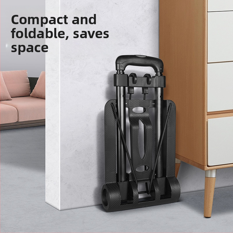 Двуколесна количка за пазаруване, сгъваема и преносима, железен каркас, товароподемност 30 кг, тегло 2,0 кг