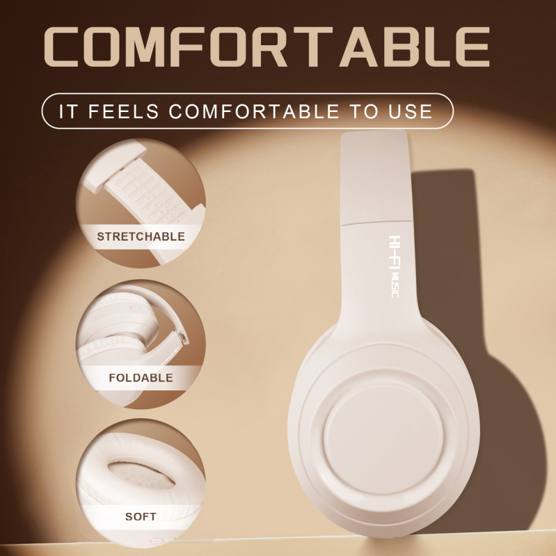 Ασύρματα ακουστικά Bluetooth με μπάσο stereo Hi‑Fi, τύπου κεφαλόδεσμος, συμβατά με κινητές συσκευές • Bluetooth 5.3 • εμβέλεια 10 μ • διάρκεια μπαταρίας 4–8 h