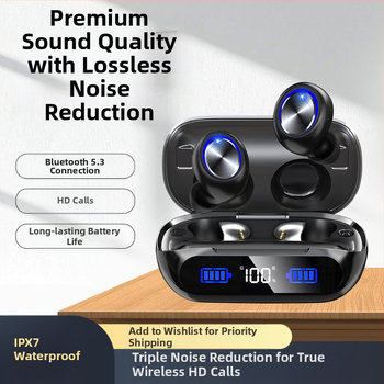 H66 истински безжични гейминг слушалки, в ухото стерео, Bluetooth 5.3, IPX7 водоустойчиви, над 8 часа живот на батерията, NFC и цифров дисплей