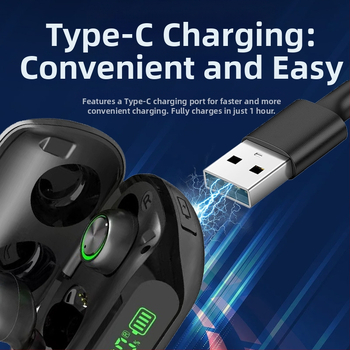 H66 истински безжични гейминг слушалки, в ухото стерео, Bluetooth 5.3, IPX7 водоустойчиви, над 8 часа живот на батерията, NFC и цифров дисплей