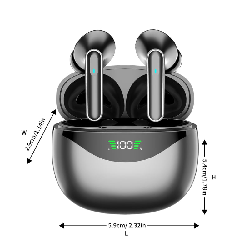 Belainės Bluetooth ausinės į ausį su triukšmo slopinimu sportui ir žaidimams, Bluetooth 5.3, stereo, iki 8 valandų veikimo laikas