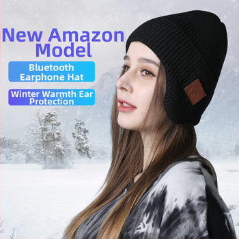 Bluetooth beanie kepurė su ausų apsauga lauko žiemai - 5.0, 15 m diapazonas, >8 val. baterija, stereo ausinės