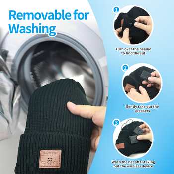 Bluetooth beanie kepurė su ausų apsauga lauko žiemai - 5.0, 15 m diapazonas, >8 val. baterija, stereo ausinės