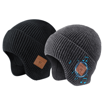 Bluetooth beanie kepurė su ausų apsauga lauko žiemai - 5.0, 15 m diapazonas, >8 val. baterija, stereo ausinės