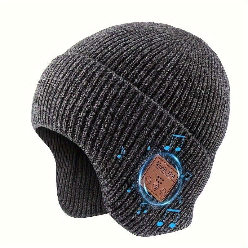 Bluetooth beanie kepurė su ausų apsauga lauko žiemai - 5.0, 15 m diapazonas, >8 val. baterija, stereo ausinės