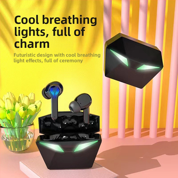 Žaidimų Bluetooth ausinės su tikru belaidžiu stereo garsu, Esports žema vėlavimas, diapazonas 10 m, baterijos veikimo laikas 4–8 val.