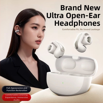 V12 išmaniosios vertimo ausinės su ausies klipu, Bluetooth 5.4, 15 m diapazonas, IPX5 atsparumas vandeniui, veikimo laikas 4–8 val.