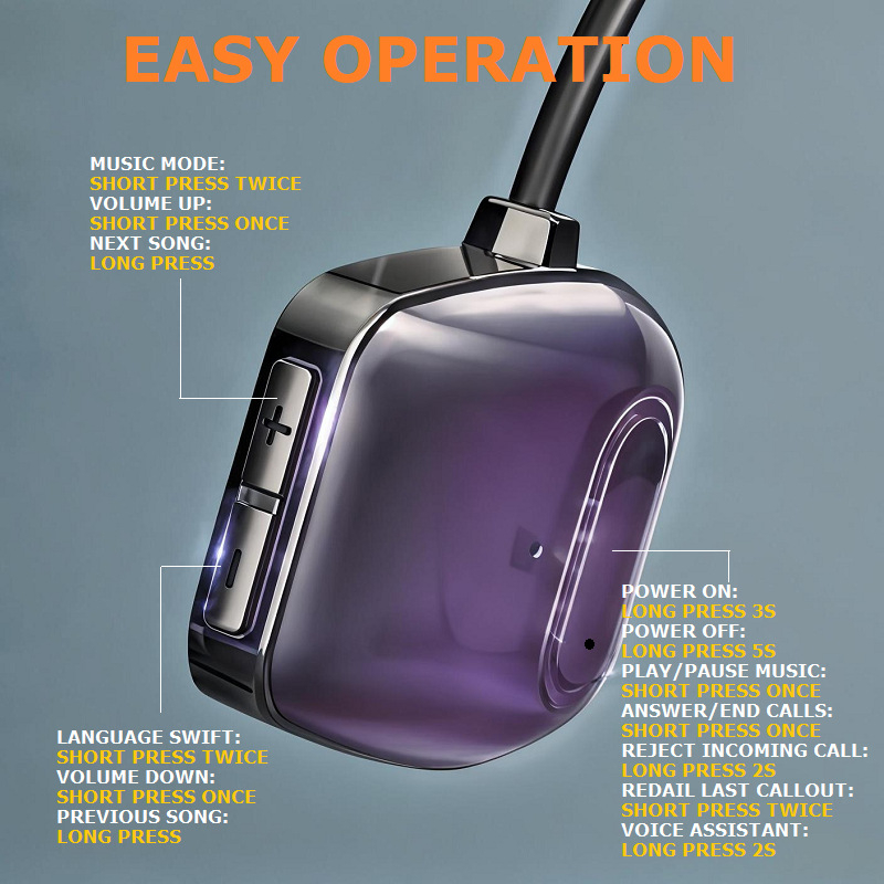 Sportinės ausinės su kaulų kondukcija — itin lengvos, IPX8 atsparios vandeniui (Bluetooth 5.3, veikimo laikas >8 val., diapazonas 10 m)