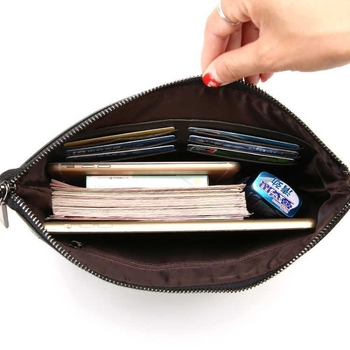 Vyrų krūtinės dėklas iš PU odos, užtrauktinė, vidinės kišenės (ID, telefonas, užtrauktukas kišenė), horizontalaus kvadrato formos, vienpalvė