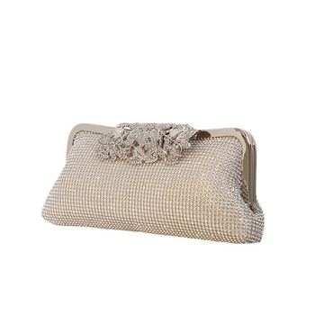 Γυναικεία βραδινή τσάντα με στράς σε οριζόντιο τετράγωνο σχήμα, επένδυση πολυεστέρας, κλείσιμο με λουκέτο, εσωτερική θήκη για κινητό