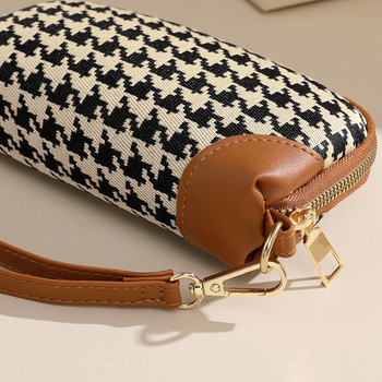 Drobės moterų piniginė-klutch su užtrauktuku, mažas kvadratinis krepšys, ovalos formos