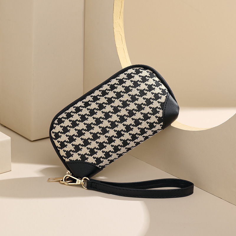 Drobės moterų piniginė-klutch su užtrauktuku, mažas kvadratinis krepšys, ovalos formos