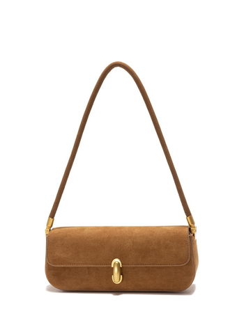 Γυναικεία τσάντα σε στυλ αστικού μινιμαλισμού — PU δέρμα, baguette στυλ, οριζόντιο τετράγωνο σχήμα, κλείσιμο με καπάκι, επένδυση πολυεστέρα