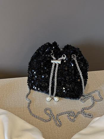 Τσάντα PU για γυναίκες, αστικός μινιμαλιστικός στυλ, σε σχήμα κάδου, άνοιγμα με ταινία, επένδυση πολυεστέρα