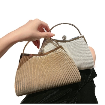 Vakarinė rankinė moterims, poliesteris, kriauklės formos, vidinis nailoninis pamušalas, užsegimas kabliuku, kišenė telefonui