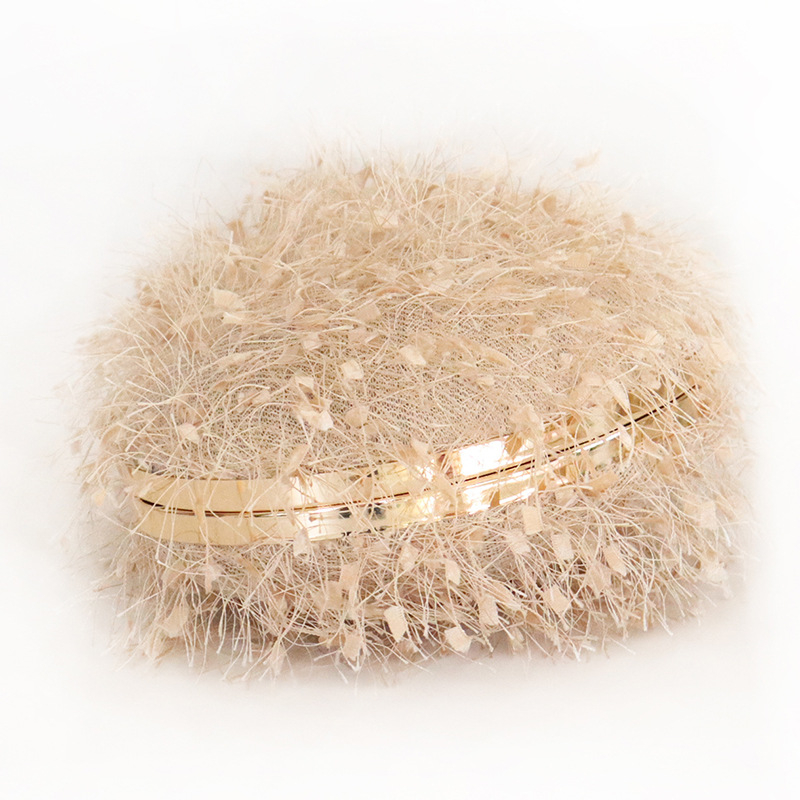 Τσαντάκι βραδινό σε σχήμα καρδιάς από σατέν, χειροποίητο κλατς με κλείσιμο, επένδυση πολυεστέρα