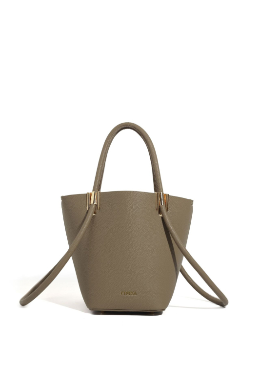 Bucket táska, PU anyag, vízszintes négyzet alakú forma, cipzáras nyitás, belső zseb a telefon számára