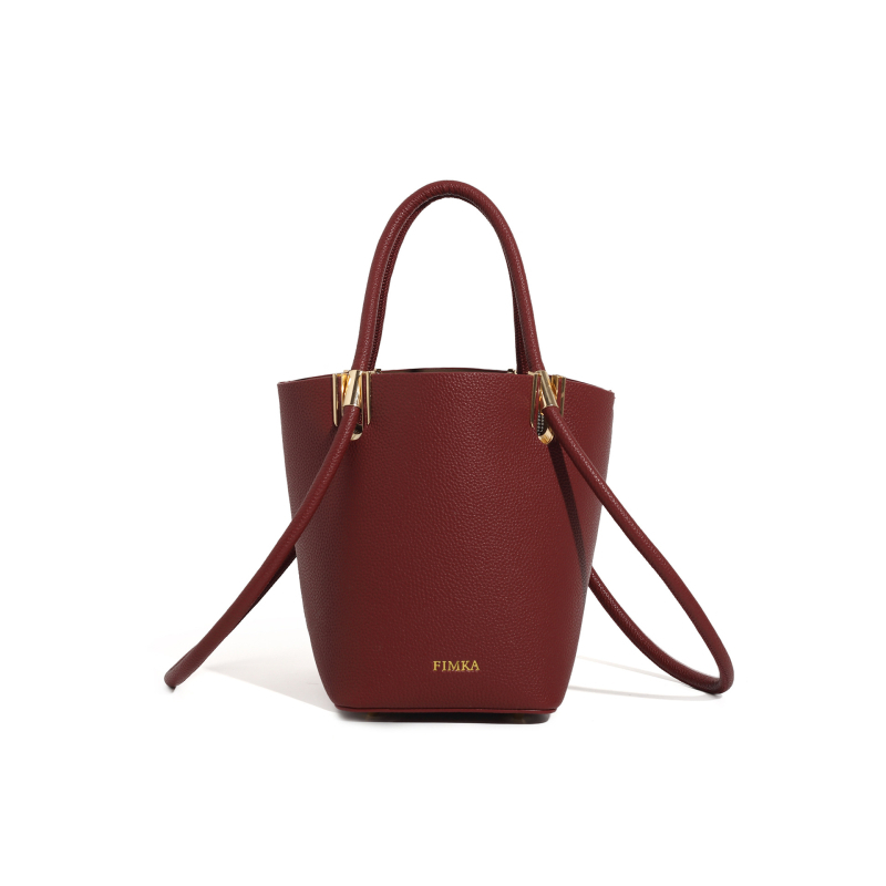 Bucket táska, PU anyag, vízszintes négyzet alakú forma, cipzáras nyitás, belső zseb a telefon számára