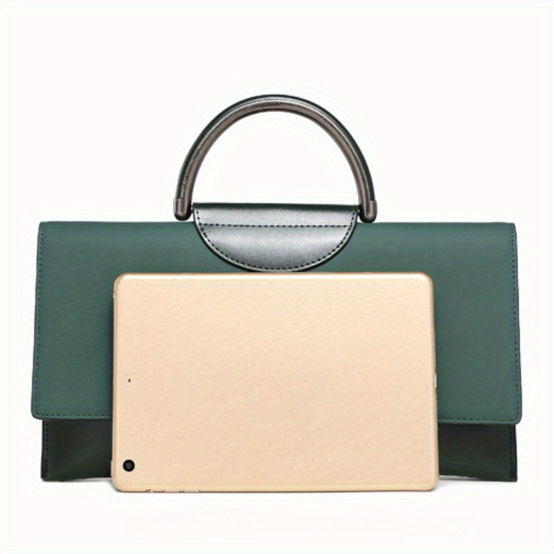 Geantă crossbody din PU, stil tip plic, formă orizontală pătrată, închidere cu capac, buzunar interior cu fermoar