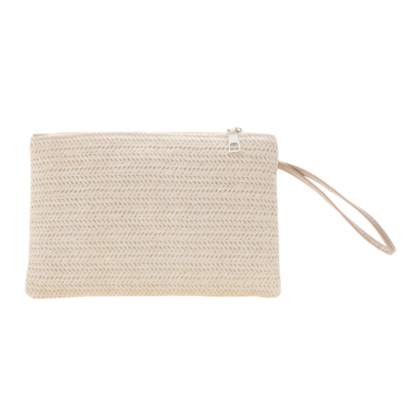 Χειροποίητη ψάθινη τσάντα από σιτάρι, clutch με θήκη για κινητό, φερμουάρ, επένδυση πολυεστέρα