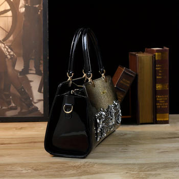 PU bőrhatású Tote táska, nagy kapacitás, poliészter bélés, belső cipzáras zseb