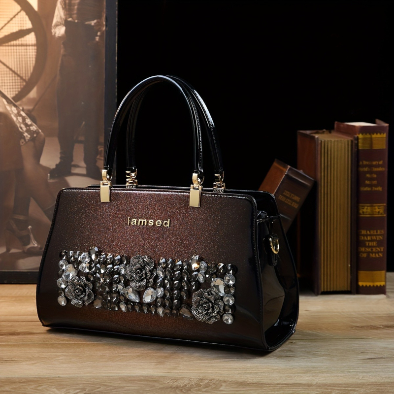 PU bőrhatású Tote táska, nagy kapacitás, poliészter bélés, belső cipzáras zseb