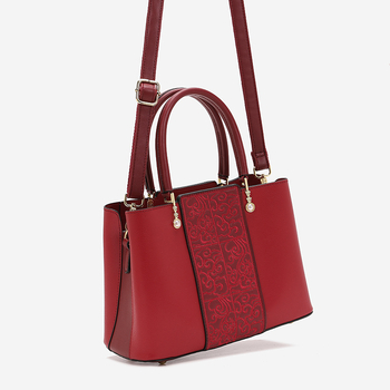 Бродирана чанта – градски стил, PU материал, хоризонтална квадратна форма, цип, полиестерна подплата, вътрешен джоб за телефон