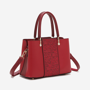 Бродирана чанта – градски стил, PU материал, хоризонтална квадратна форма, цип, полиестерна подплата, вътрешен джоб за телефон