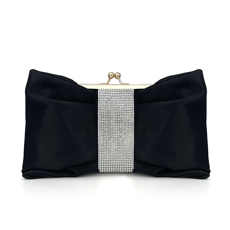 Βραδινή clutch τσάντα με φιόγκο, οριζόντιου τετράγωνου σχήματος, πολυεστέρας, επένδυση από πολυεστέρα, κλείσιμο με κλειδαριά