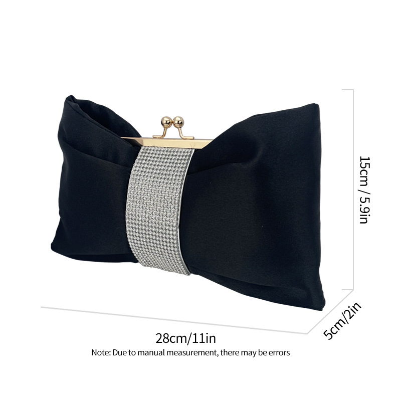 Βραδινή clutch τσάντα με φιόγκο, οριζόντιου τετράγωνου σχήματος, πολυεστέρας, επένδυση από πολυεστέρα, κλείσιμο με κλειδαριά