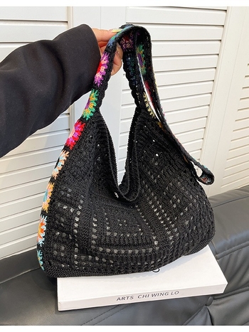 Falamo ψάθινη τσάντα με πλέξη, Tote στυλ, μορφή αγορών, πολυεστερική επένδυση, ανοιχτή κορυφή