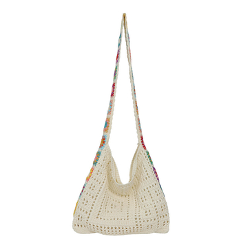 Βαμβακερή πλεγτή Tote τσάντα — φρέσκο και γλυκό στυλ, κάθετη τετράγωνη μορφή, άνοιγμα στην κορυφή, χωρίς επένδυση