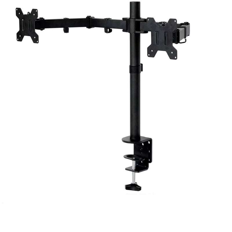 Двойна поставка за монитори с въртене, без пробиване, модел MS-02, материал: студено валцована стомана, тегло 3.66 кг