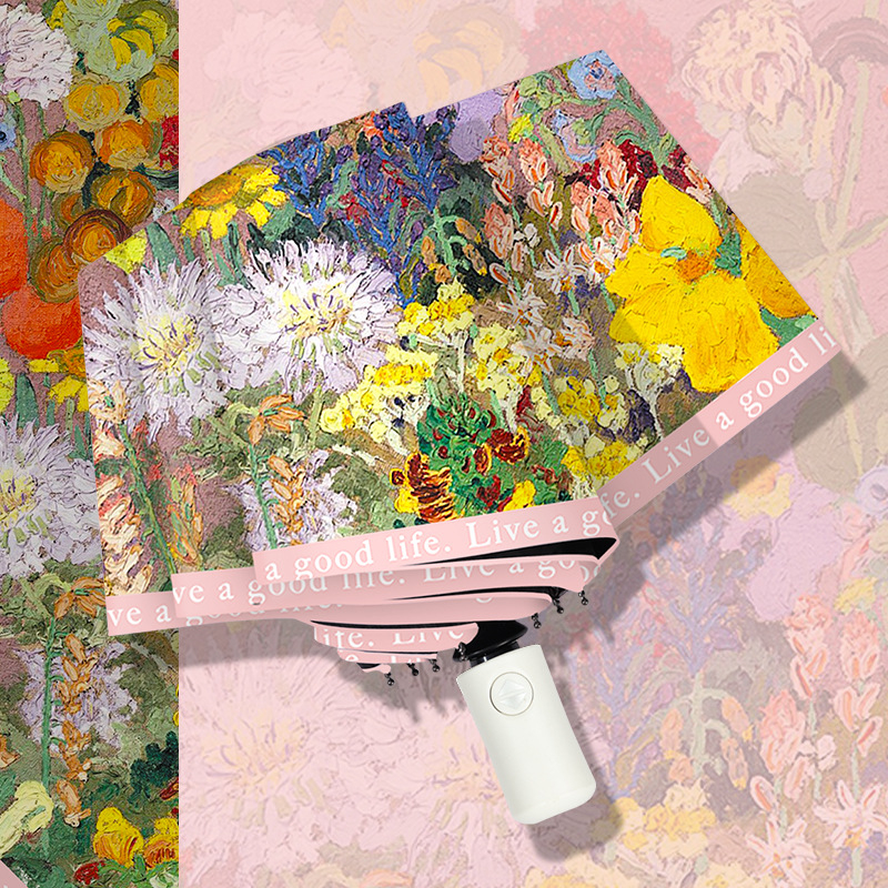 Trys dalių sulankstomas skėtis su UV apsauga UPF > 50, 190T audinys, 8 plieno rėmai, logotipo spausdinimas, rankinis atidarymas