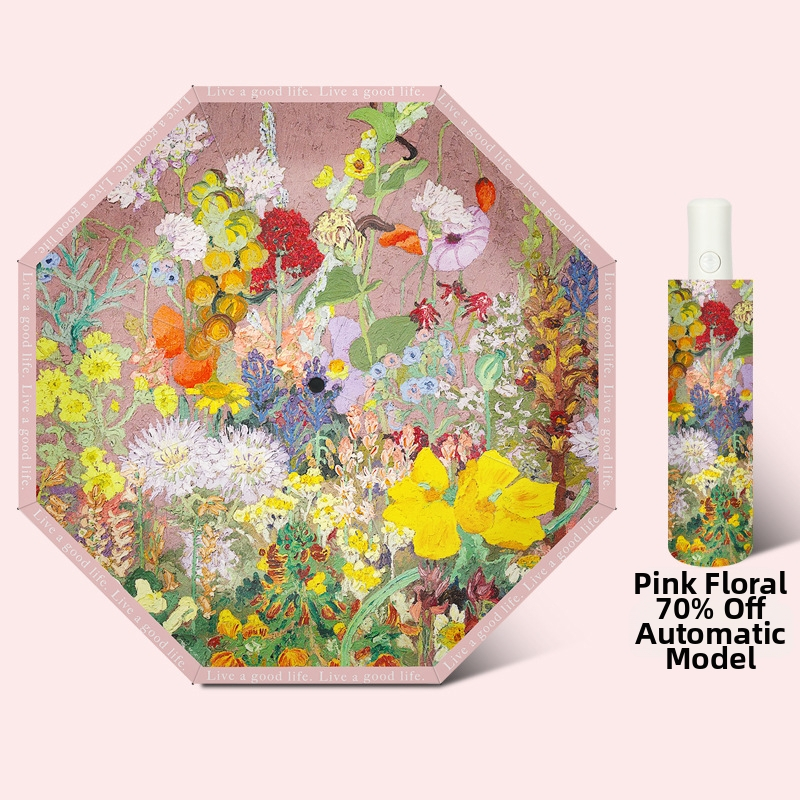 Trys dalių sulankstomas skėtis su UV apsauga UPF > 50, 190T audinys, 8 plieno rėmai, logotipo spausdinimas, rankinis atidarymas