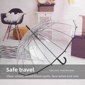 Ilgas rankos skėtis su tiesia lazdele, PVC audinys 190t, 16 plieninių rėmų, rankinis atidarymas, logotipo spauda ir pritaikymas galimi