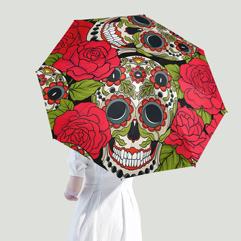 Trys dalių sulankstomas skėtis su UV apsauga UPF>50, rankinis atidarymas, tinkamas saulei ir lietui, 8 skersiniai