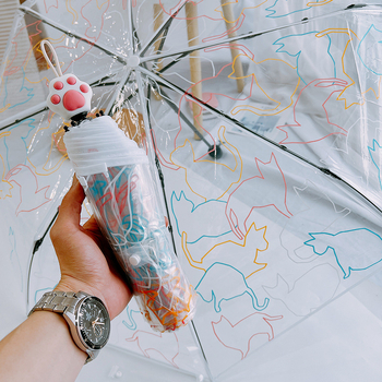 Skaidrus sulankstomas skėtis su automatinio atidarymo, geležies rėmas, plastikinė rankena, 190T poliesteris, 8 ribos