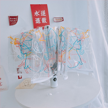 Skaidrus sulankstomas skėtis su automatinio atidarymo, geležies rėmas, plastikinė rankena, 190T poliesteris, 8 ribos