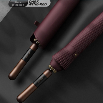 Olycat skėtis su medine rankena ir 24 šereliai, sustiprintas rėmas, vėjo atsparus, ilga tiesi rankena, pusiau automatinis atidarymas, vyriškas verslo skėtis