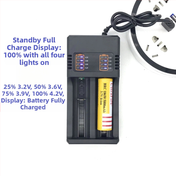 Двоен слот USB зарядно за литиеви батерии 18650/26650 с интелигентно бързо зареждане, изход 4.2V 2A, вход 110-240V, CE сертифициран