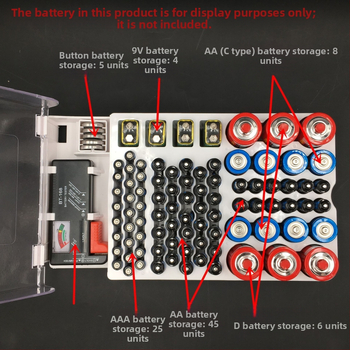 Θήκη αποθήκευσης μπαταριών με εργαλεία δοκιμής χωρητικότητας No.7 και No.5, ABS πλαστικό, μοντέλο JK-19070823, χωρητικότητα 93 θέσεων