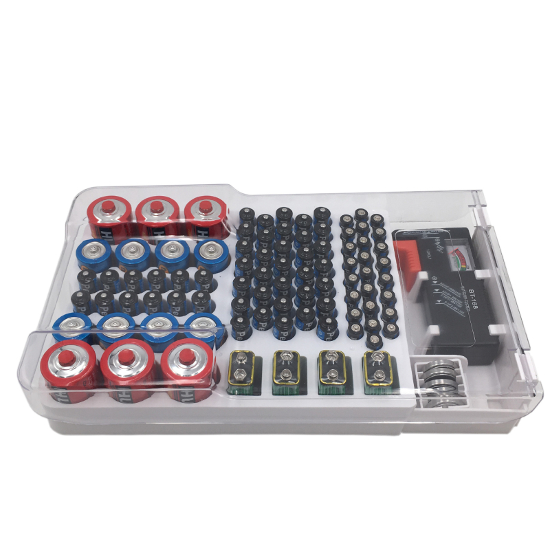 Kutija za pohranu baterija s alatima za testiranje kapaciteta No.7 i No.5, ABS plastika, model JK-19070823, kapitet 93 pretinaca
