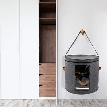 Apvalus kepurių laikymo kibiras, daugiafunkcinis, didelė talpa, nešiojamas, dulkėms atsparus; medžiaga: neaustas audinys; stilius: šiuolaikinis minimalistinis; laikymo vieta: miegamajame; tikslas: kasdieniai poreikiai