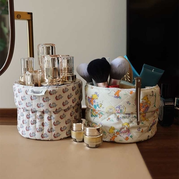 Θήκη αποθήκευσης πινέλων μακιγιάζ με φλοράλ ύφασμα, μεταλλική κατασκευή, χωρητικότητα 18 λίτρων, ιαπωνικό στυλ, δυνατότητα εκτύπωσης λογότυπου