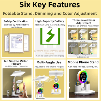 LED φωτιστικό γραφείου με προστασία ματιών, τροφοδοσία USB, έλεγχος αφής, φως μελέτης και φωτισμό περιβάλλοντος, μοντέρνο μινιμαλιστικό στυλ
